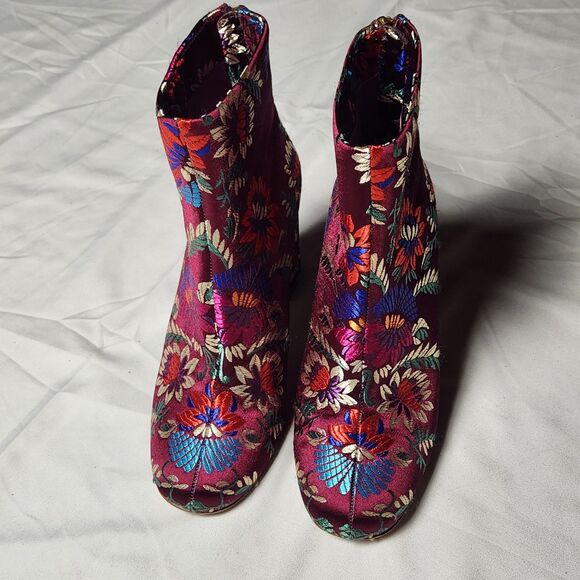 Joie Womens EU 36 US 5.5 Saleema Brocade Ankle Boots Plum Booties - Picture 2 of 9